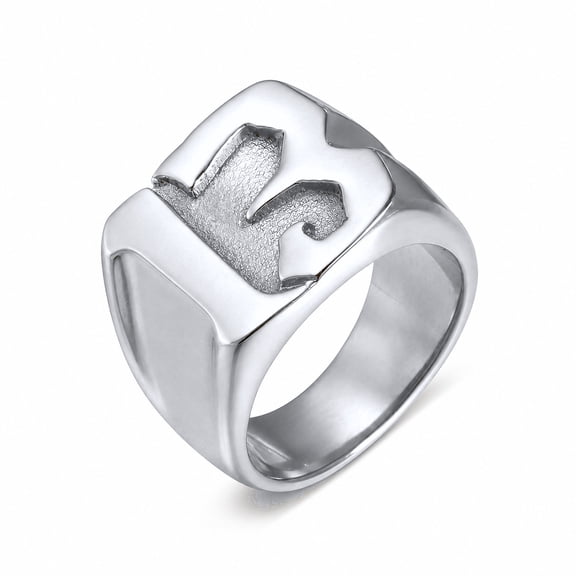 BQH Men's Number 13 Signet Ring, 316 Stainless Steel Bold Statement Ring