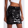 thumbnail image 6 of Michellecmm  Women's Sequin Mini Skirt Glitter Skirt Belly Dance Skirt Clubwear, 6 of 9