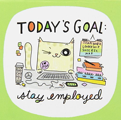 Cats at Work Kathy Weller Today's Goal Stay Employed Memo Cube Notepad, 1.5'