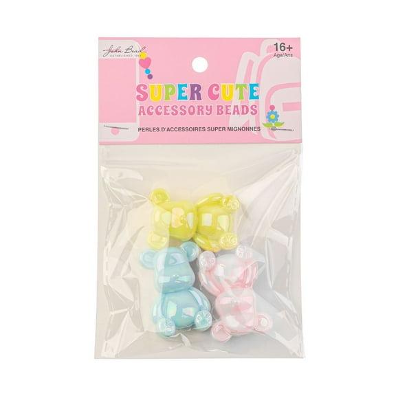 John Bead Super Cute Acrylic Bears Spring Mix Bead Kit, 3pcs