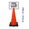 thumbnail image 2 of RK-Safety 28" Orange Cone, Black base without Reflective Tape, Plus Cone Sign 11 “Keep Right”, (Cone-8 ea + Cone Sign-8 ea), 2 of 2