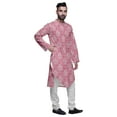 thumbnail image 2 of Atasi Mandarin Collar Printed Long Mens Kurta Pajama Set Boys Casual Wear, 2 of 4