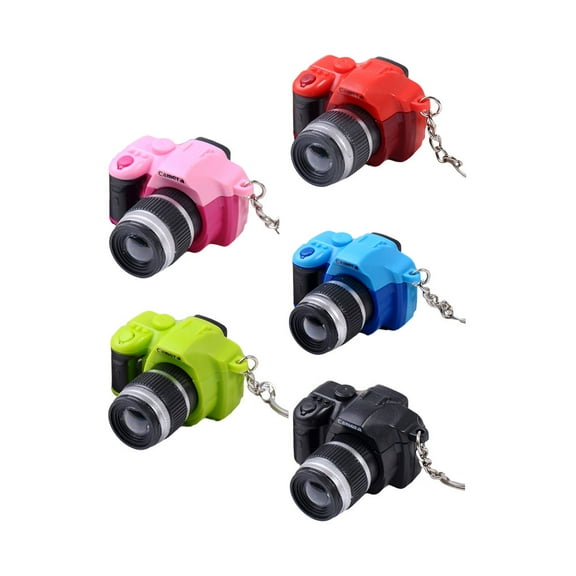 KALLORY 5Pcs Key Rings Camera Design Keychain for Accessories in Assorted Color with LED
