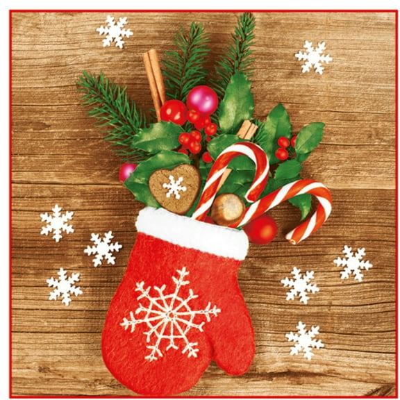 Keep Unique Christmas Decoupage Paper Napkins, Red Mittens Holiday Decorative Napkin, Pack/20