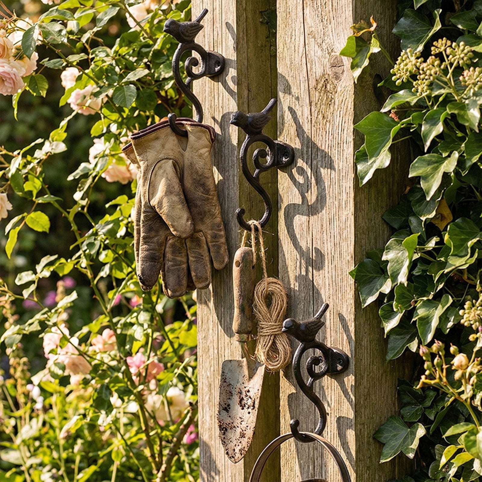 Fmxomd Rustic Cast Iron Hanging Planter Bracket – Versatile Hook for Flower Pots, Bird Feeders, Wind Chimes, and Lanterns – Perfect for Indoor and Outdoor Use on Walls, Fences, Patios, and Gardens