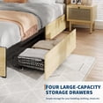 thumbnail image 3 of Queen Bed Frame with Natural Rattan Headboard, 4 Drawers, Sturdy Metal Base, Boho-Style Cane Support, No Box Spring Required, Wood Metal Platform Beds, Noise Free, No Box Spring Needed, 3 of 9