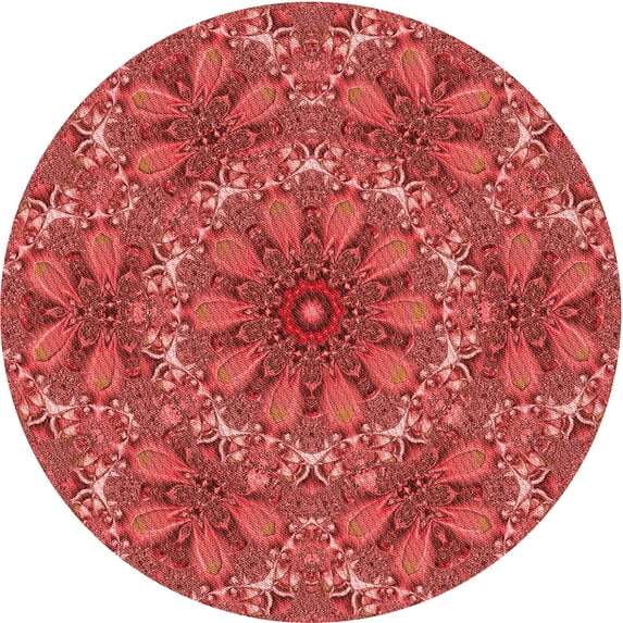 Ahgly Company Indoor Round Patterned Love Red Area Rugs, 4' Round