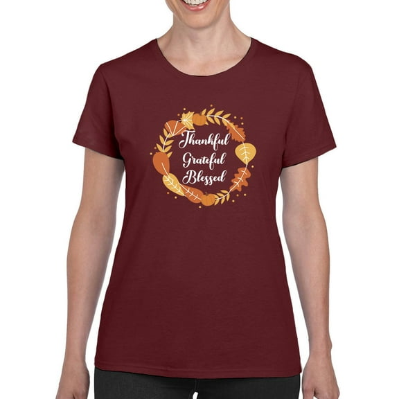 Thankful, Grateful, Blessed. T-Shirt Women -Smartprints Designs, Female XX-Large