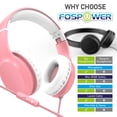 thumbnail image 3 of FosPower Kids Headphones Wired with Microphone, Safe 85db Volume Limited, Adjustable Foldable Children & Teens Over The Ear Headphone for Girls, Boys, School, PC, Tablet, Laptop, Pink/White, 3 of 10