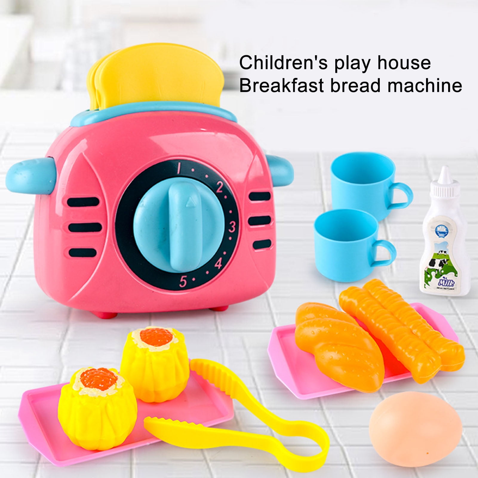 Cheers US Kids Kitchen Pretend Play Toys with Toaster, Utensils and
