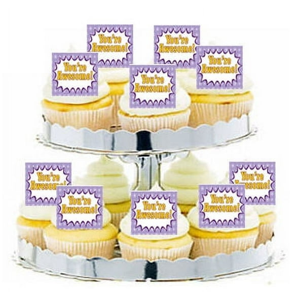 24pk Appreciation You're Awesome Edible Cupcake Decoration Toppers / Picks