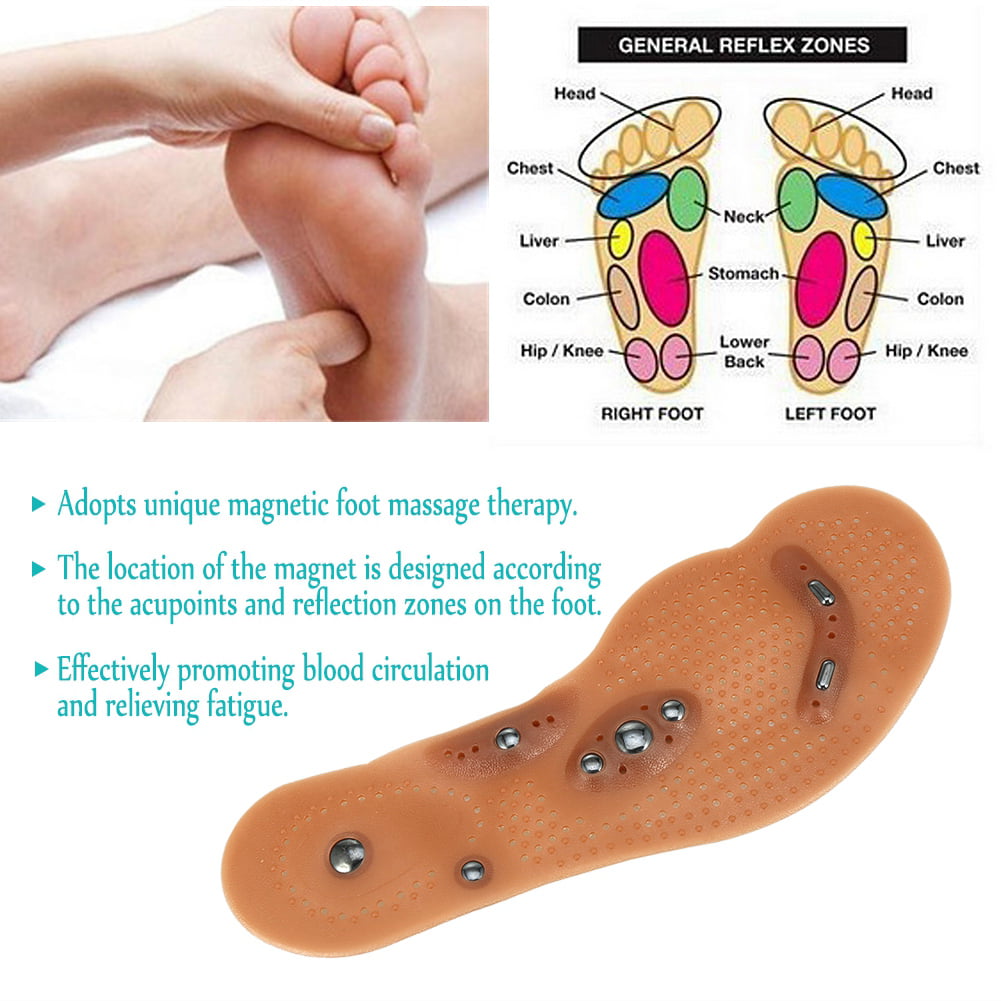points de pression dacupression et massage Blanc Maijia Lot de 2 paires de semelles de massage thérapeutiques magnétiques respirantes pour chaussures dacupression des pieds 