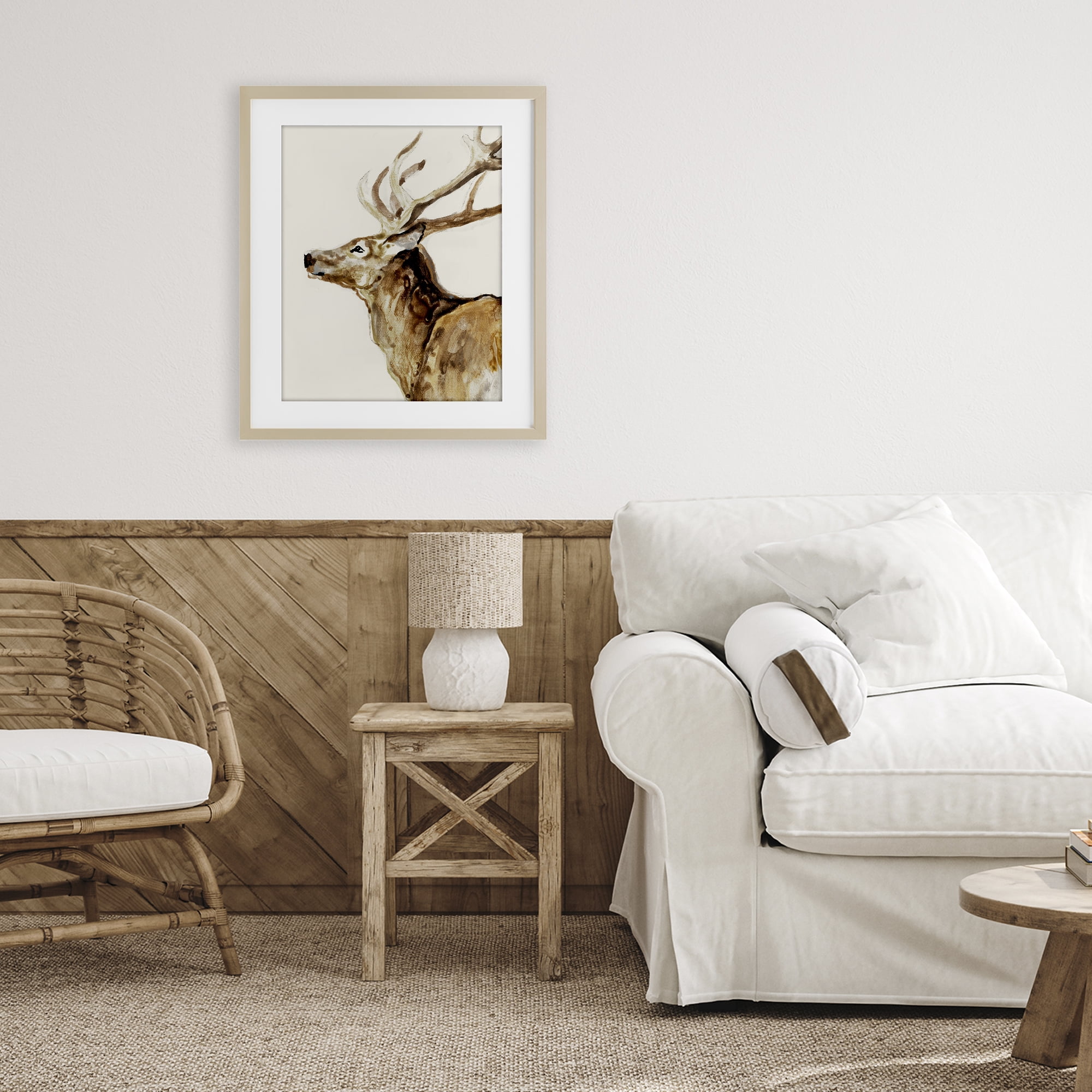 Stupell Industries Deer Portrait Profile View Birch Framed Print Under Glass, design by Lorenzo Collective