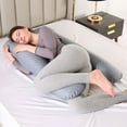 thumbnail image 5 of Pregnancy Pillow for Sleeping, U Shaped Body Pillow, Maternity Pillow for Pregnant Women with Cotton Cover, Grey Stripes, 51x23.6 inch, 5 of 5