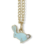 Emerald Park Jewelry Bunny Rabbit with Rhinestone Tail Charm Gold Chain Necklace (White)