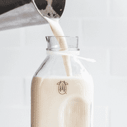 Almond Cow - Glass Bottle Milk Container for Refrigerator, 60 fl oz, Glass Pitcher with Lid and Spout, Clear Milk Jug Glass Bottles, Food-Grade Glass Liquid Container, 5 x 4 x 10 inches