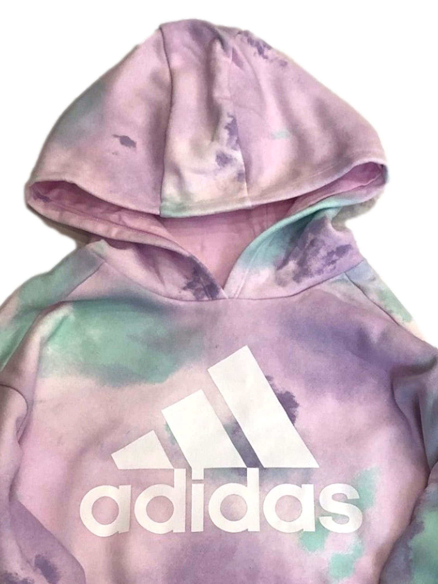 Adidas Girls Purple Blue & Pink Tie Dye Athletic Hoodie Sweatshirt Small (7-8)