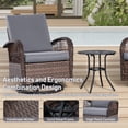 thumbnail image 6 of Wiilayok 3 Pieces Outdoor Swivel Glider Rocker Bistro Set, PE Wicker Rattan Patio Furniture Set, Rocking Chairs for Porch Deck Backyard, Gray, 6 of 9