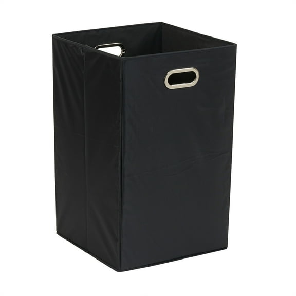 Household Essentials GEN Folding Laundry Hamper, Grommet Handles, Sturdy Fiberboard with Polyester Lining, Quick Set-Up, Squared Shape Saves Space, Black