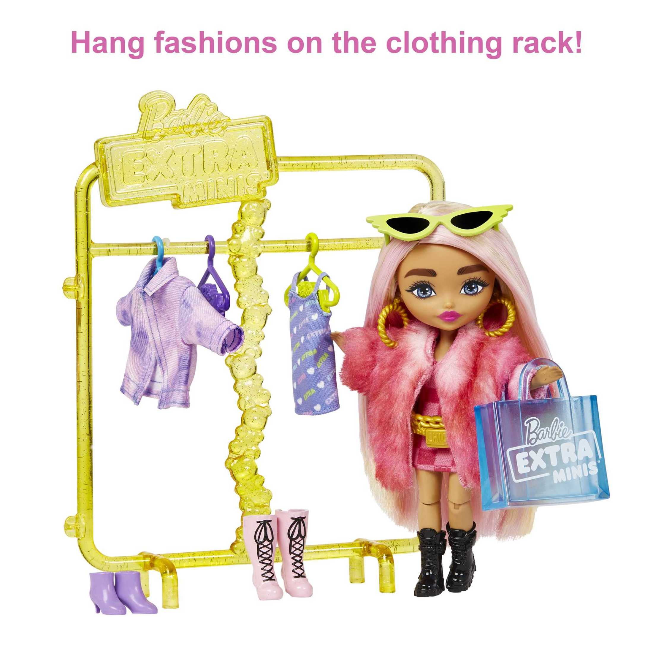 Barbie Extra Minis Playset, Fashion Boutique with Small Doll and 15+ Accessories
