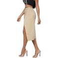 thumbnail image 3 of Jupe Midi Fendue Taille Haute Croisée Unie pour Femmes, 3 of 5