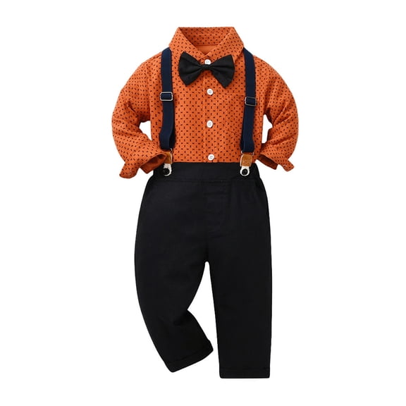 Bysome Toddler Boys Long Sleeve T Shirt Tops Pants Child Kids Gentleman Outfits For 5-6 Years