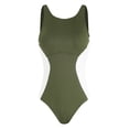 thumbnail image 4 of idosla Women Athletic One Piece Swimsuits Sporty Racerback Bathing Suits Full Coverage Modest Swimwear (Dark Green, S), 4 of 9