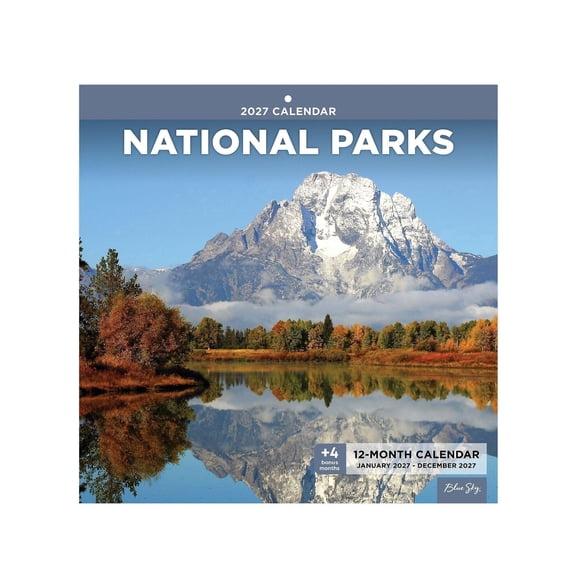 Blue Sky 2027 Decorative Monthly Wall Calendar, 12" x 12", January 2027 - December 2027, Large Daily Blocks, Stapled With Double Sided Printing, National Parks