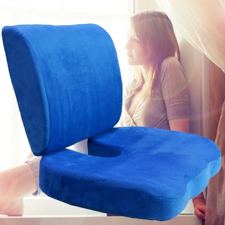 Memory Foam Back Lumbar & Coccyx Support Pillows Two Piece Set Sciatica & Pain Relief Seat Chair or Car Cushion