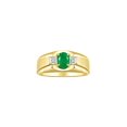 thumbnail image 1 of RYLOS Men's Rings 14K Yellow Gold Classic 7X5MM Oval Gemstone & Diamond Designer Ring Emerald May Birthstone Rings For Men, Gold Rings Size 12, 1 of 7