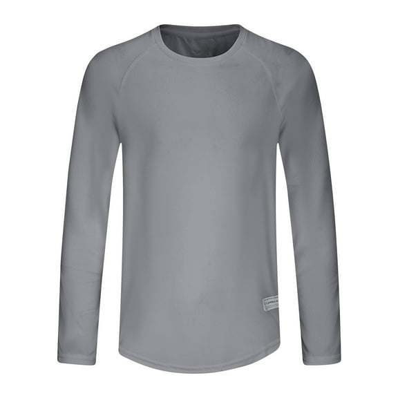 ZVNAΖH Mens Undershirts Long Sleeve, Men's Solid Color Round Neck Sports Breathable Quick-drying T-shirt Sizes M-5XL