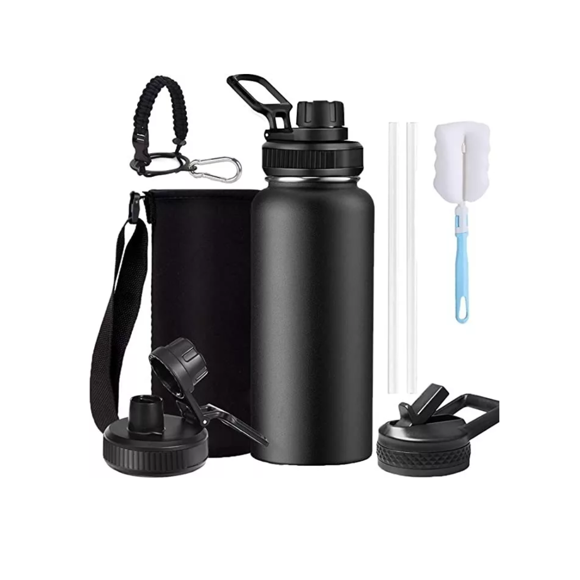Botella De Agua De Acero Inox 950ml Doble Protección Negro