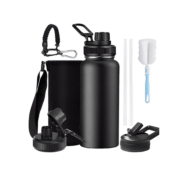 Botella De Agua De Acero Inox 950ml Doble Protección Negro