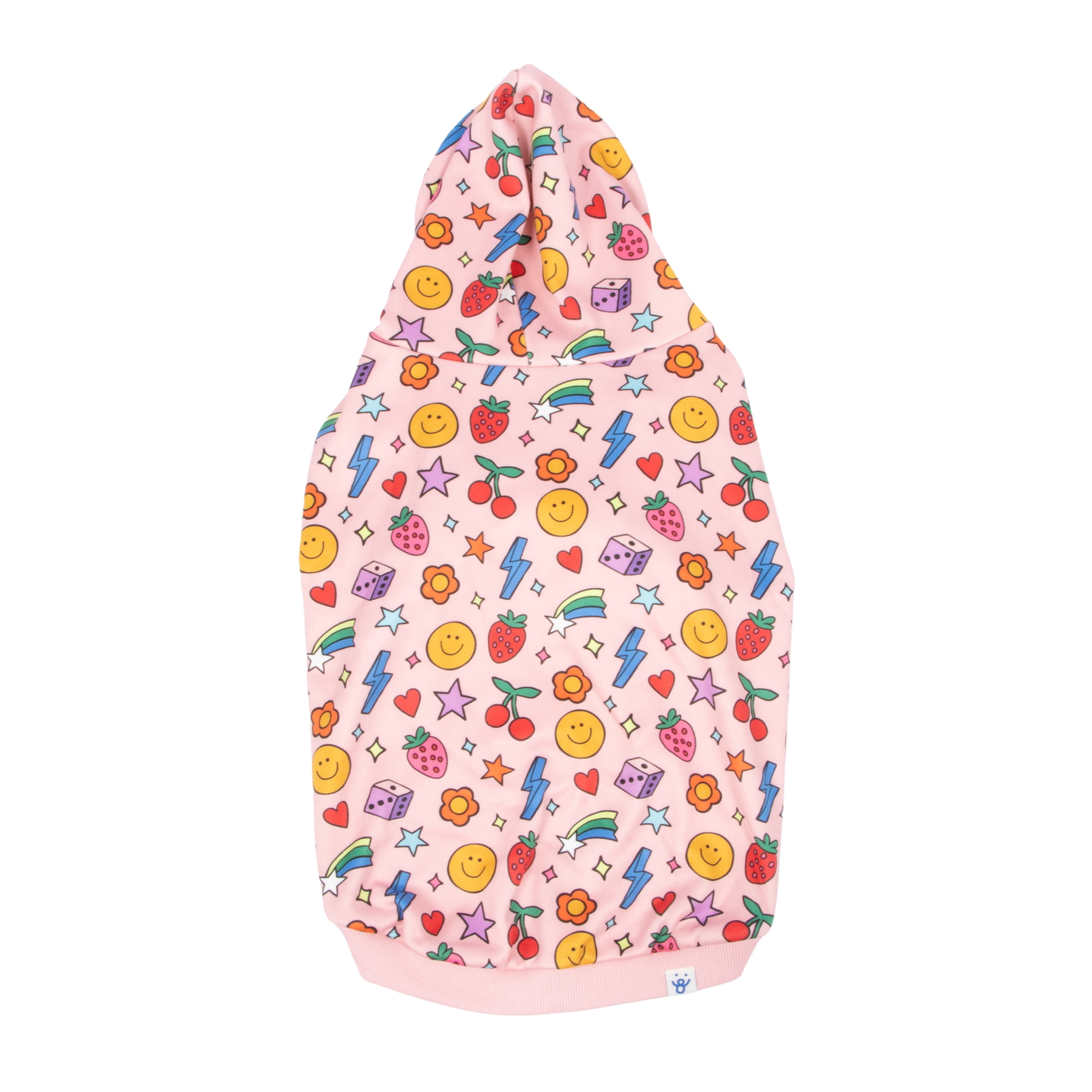 Oodles Fall Pink Doodle Motif Dog Hoodie, Medium