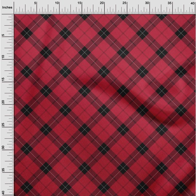 oneOone Cotton Flex Fabric Tartan Check Print Fabric BTY 40 Inch Wide