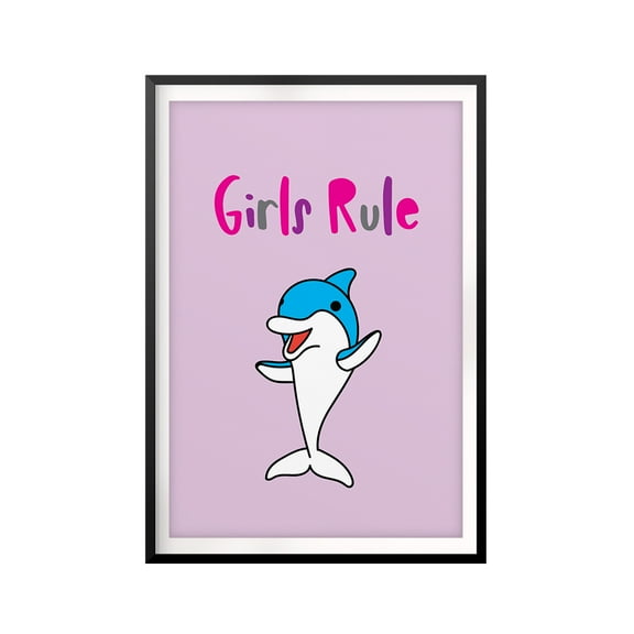 Girls Rule Kids 8 x 10 UNFRAMED Print Kids Bathroom Wall Art
