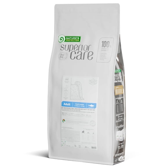 Nature's Protection Superior Care Dry Dog Food, Adult Small White Coat Dogs, Grain-Free Herring, 22lb