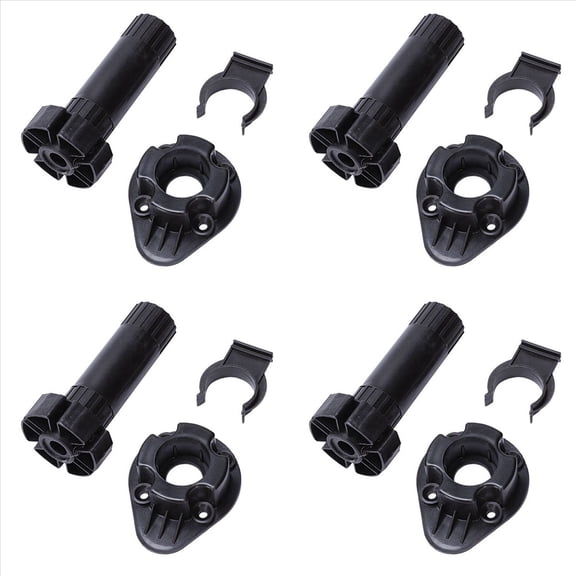 8X Plastic Adjustable Height Kitchen Cupboard Plinth Foot Leg Pair Black