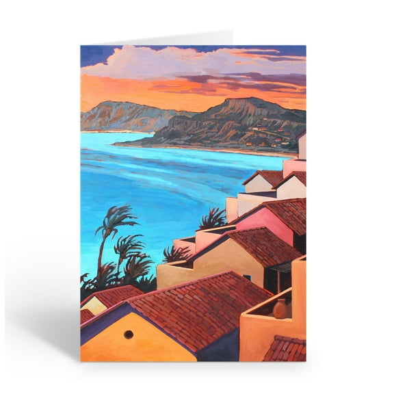 Mexican Village by the Sea Blank Note Cards - 10 Note Cards with Envelopes - 140