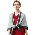 thumbnail image 2 of Outfmvch Fleece Shawl Women's Poncho Shawl Wrap Soft Knit Cross Front Plaid Cape Cardigan with Tassels for Fall Winter Women's Wraps & Pashminas Gray One Size, 2 of 4