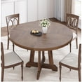 thumbnail image 4 of Bingirl 47 - Inch Round Wooden Dining Table for 4 to 6 People: Kitchen Table with Sturdy Legs, Perfect for Dining Room or Kitchen (Brown), 4 of 7