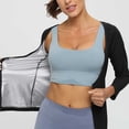 thumbnail image 5 of Women Long Sleeve Sauna Suit Hot Sweat Body Shaper Jacket Zipper Up Solid Color Coat Gym Running Fitness Exercise Outerwear, 5 of 7
