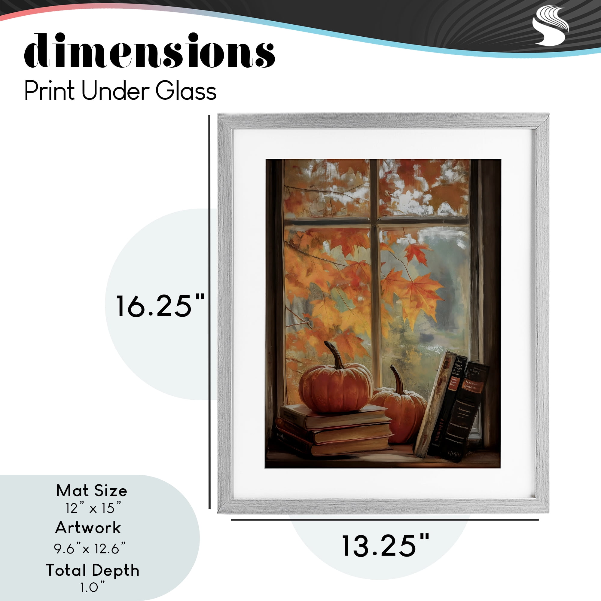 Cozy Fall Window Books Gray Framed Print Under Glass, design by Arlington Prints