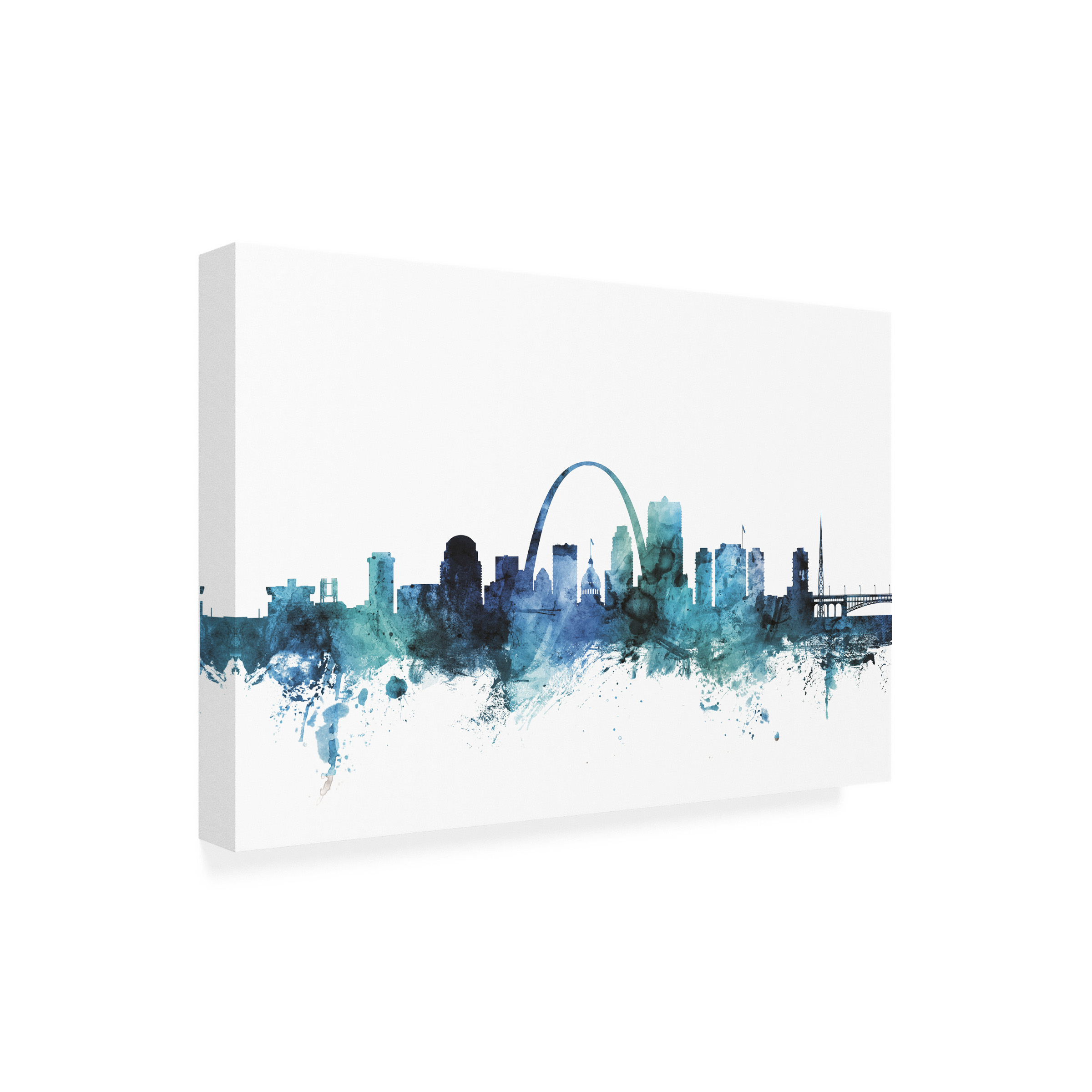 Trademark Fine Art Michael Tompsett St Louis Missouri Blue Teal Skyline Canvas Wall Art - 30x47