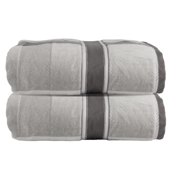 Lavish Home 2PC Cotton Towel Set - 35x70in Extra Large Bath Towels (Gray)