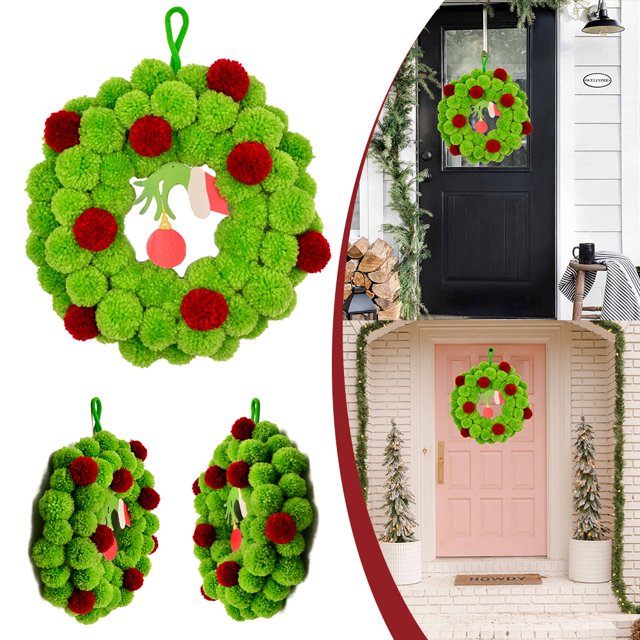 Corona Hecha a mano Ygjytge 33 Cm Regalo Cálido Navidad monstruo verde