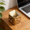 thumbnail image 4 of Uranda Ceramics Cheese Pen Holder for Desk，Cute Pencil Holders Cup Organizer Makeup Brush Holder Stationery Fork Spoon Storage Gold, 4 of 6