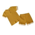 thumbnail image 3 of Guardurnaity Baby Kids Top Shorts Outfit Manga corta Botones a rayas Babysuit conjuntos de ropa uno 3-4J Guardurnaity AP002539-03, 3 of 6