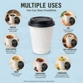 thumbnail image 3 of VeZee 12 Oz Disposable White Poly Paper Durable Hot Cup with White Hinged Tab Lids For Hot/Cold Drink, Coffee Cups, Tea, Cocoa, Travel, Hot Chocolate, Chai, Latte & Hot Soup|500CT, 3 of 7