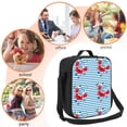 thumbnail image 5 of Honeii Red Funny Crab on Blue Stripe Print Insulated Lunch Bag, Reusable Lunch Box for Adult, Leakproof Cooler Bag for Work Office Travel Picnic, 5 of 7